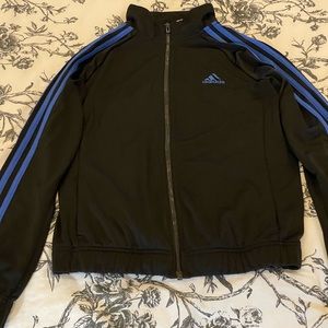 Adidas S‎ Black/Blue Striped Full Zip Collared with Pockets